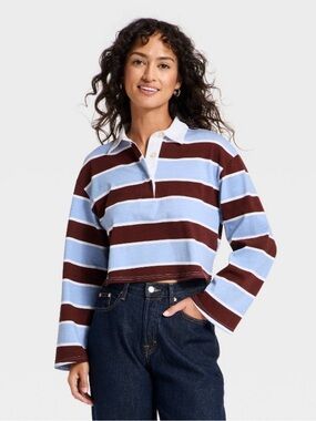 NWT UNIVERSAL THREAD long sleeve stripe rugby polo top